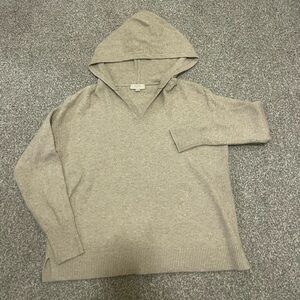 LOFT V-Neck Tan Hooded Sweater